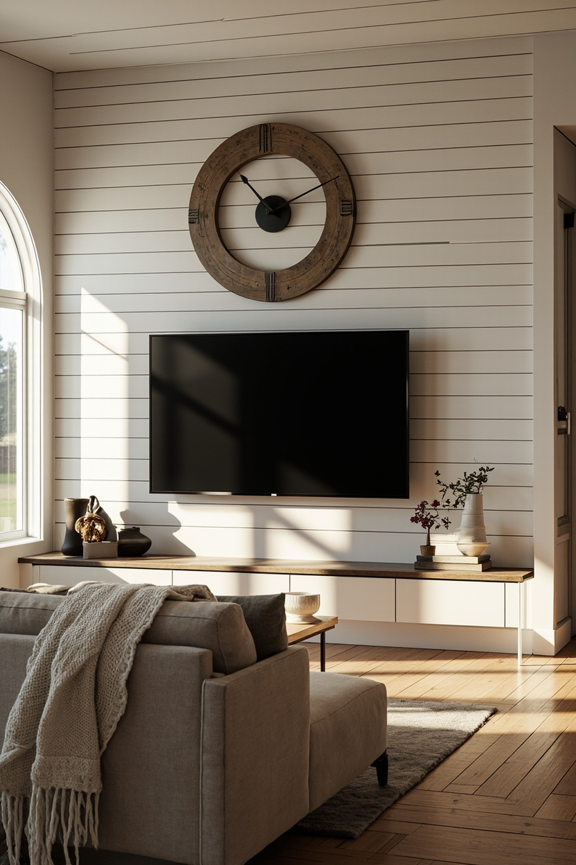 Oversized Wall Clock Above TV