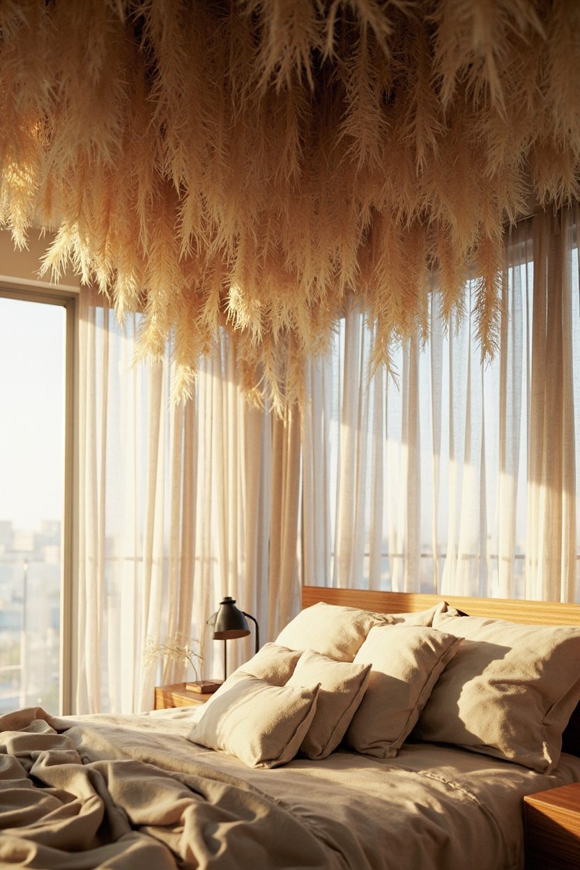 Pampas Grass Canopy and Curtain Styling