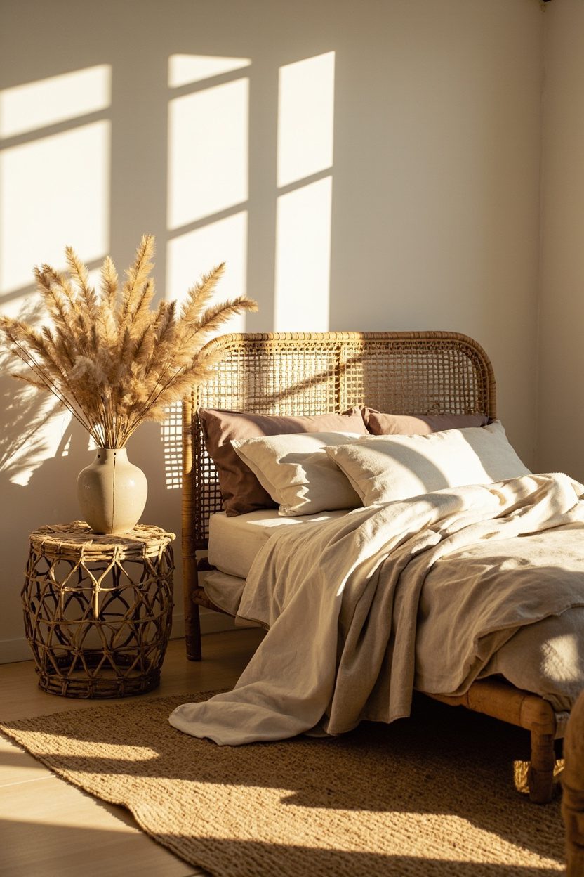 Pampas Grass with Rattan and Wicker Furnishings