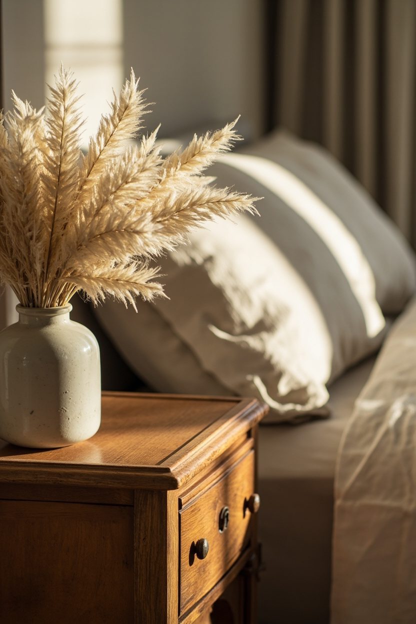 Small Pampas Bundles for Vintage Nightstands