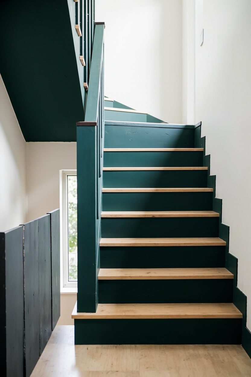 Statement Staircases as Bold Color Focal Points