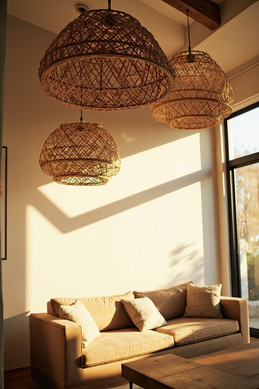 Woven Basket Chandeliers