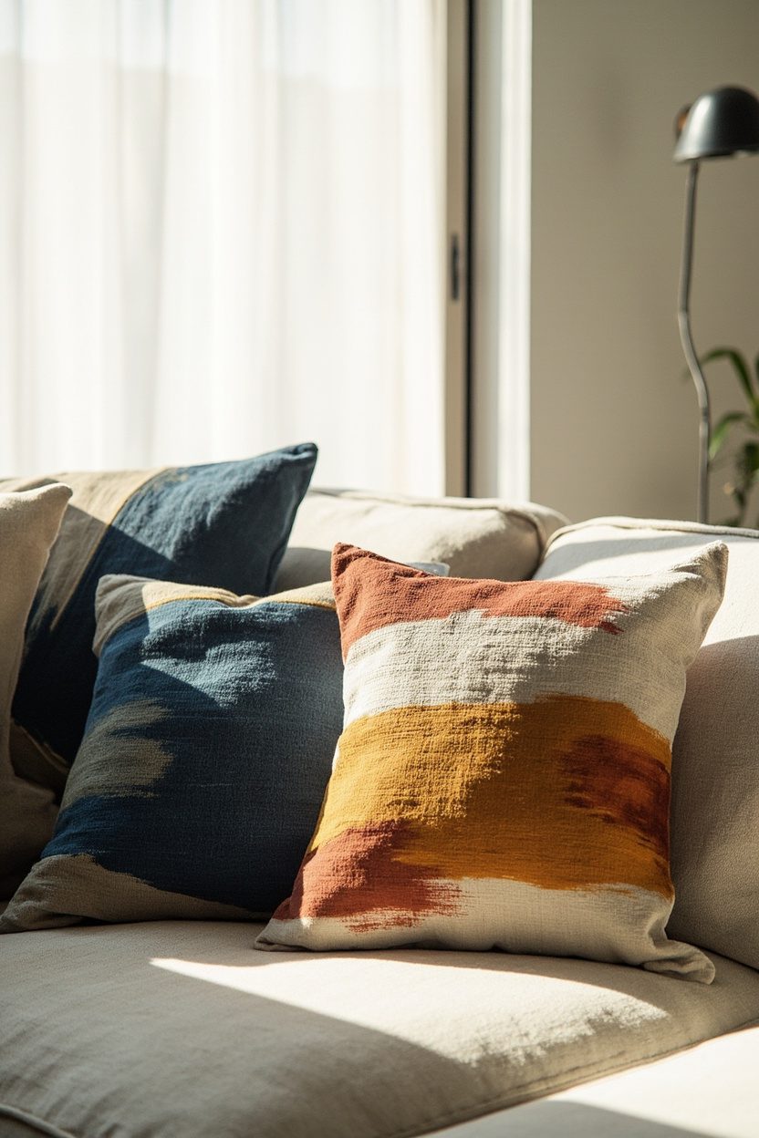 Abstract Brushstroke Pillow Patterns