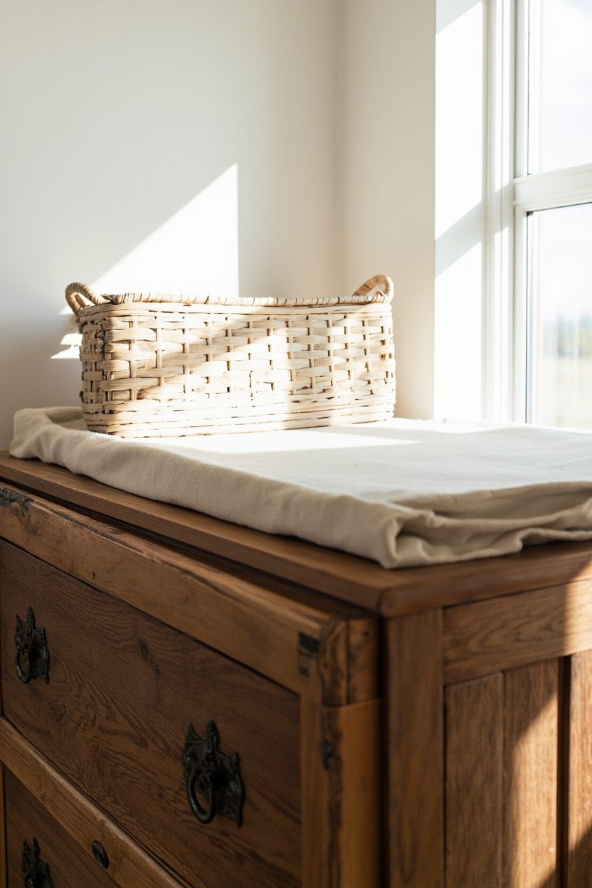 Antique dresser as changing table