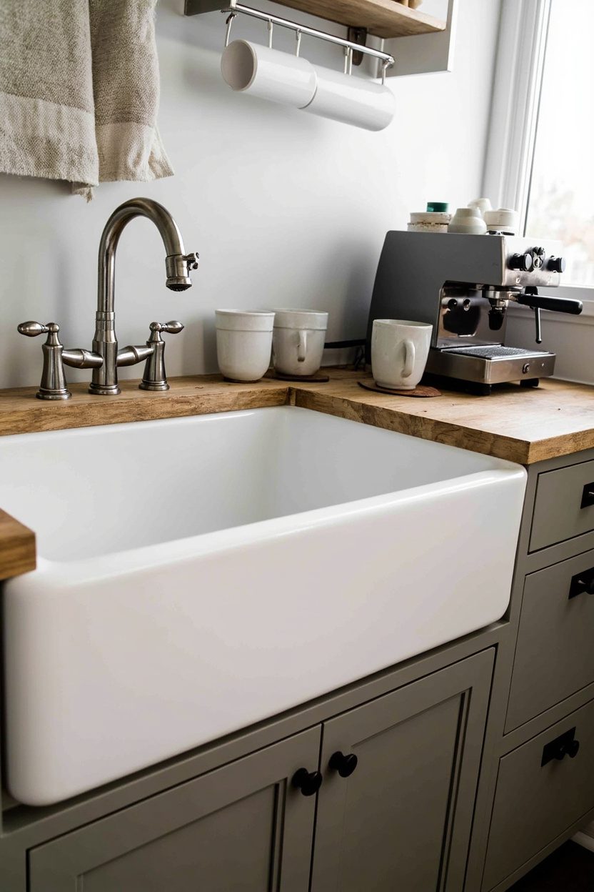 Apron-Front Sink Coffee Prep Area