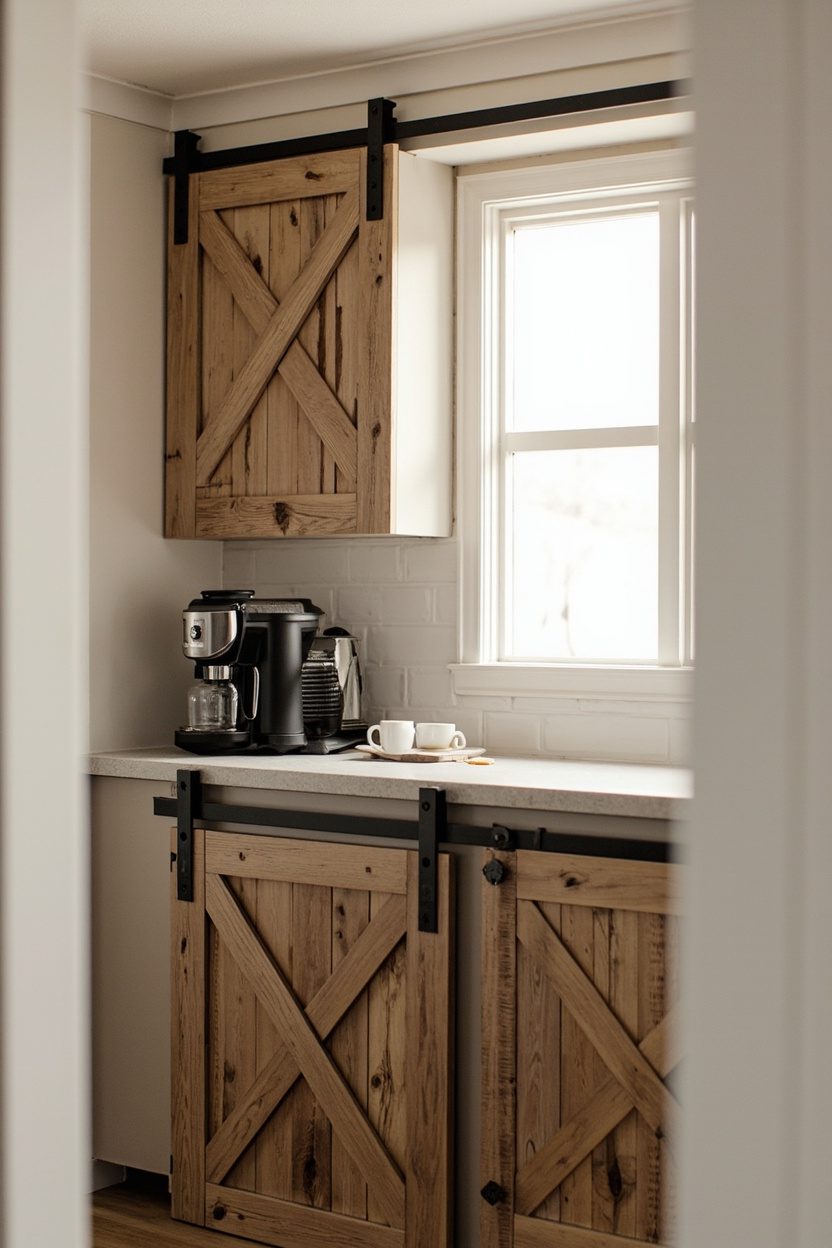 Barn Door Cabinet Coffee Nook