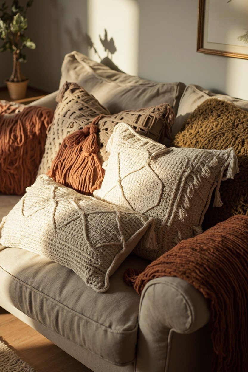 Boho Fringe Pillows for Sofas