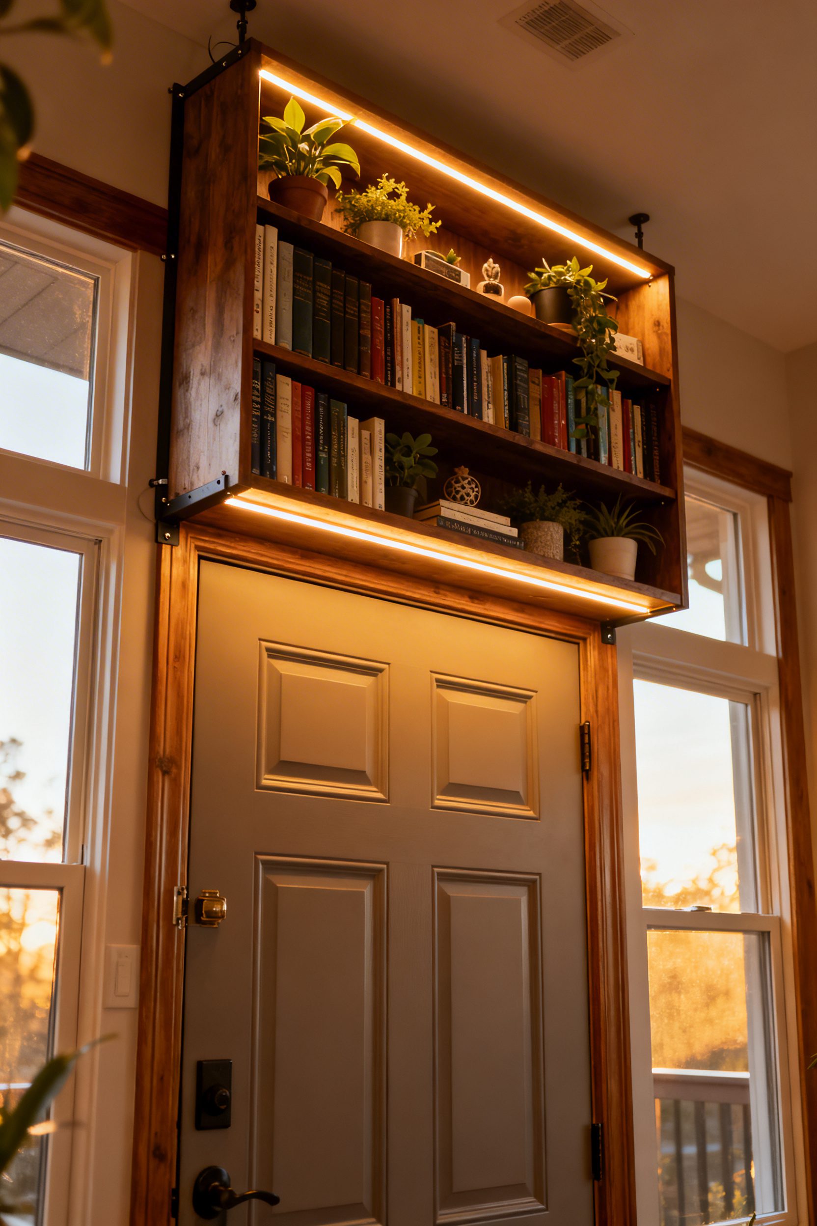 Bookshelf Over Door With LED Glow