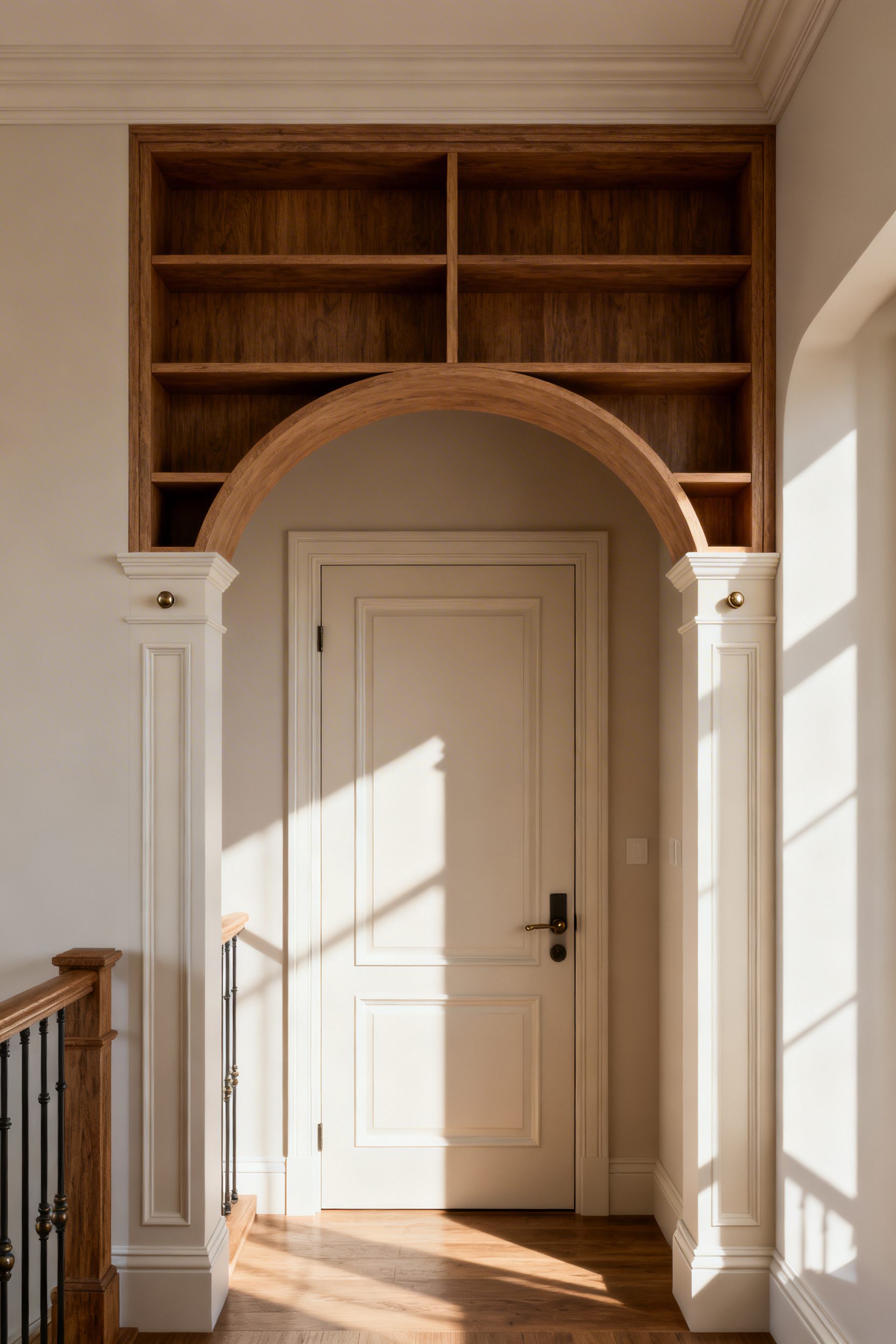 Built-in Bookcase Arch Over Door