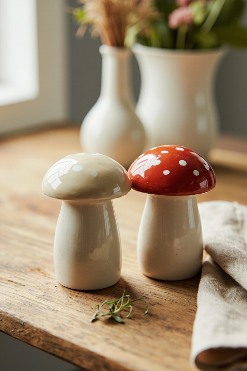 Ceramic Toadstool Salt and Pepper