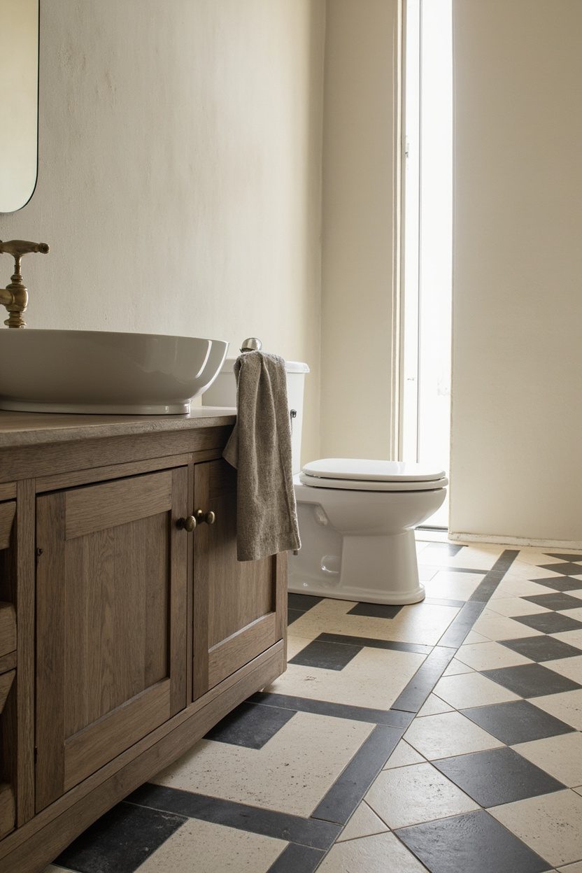 Checkerboard stone in farmhouse palettes