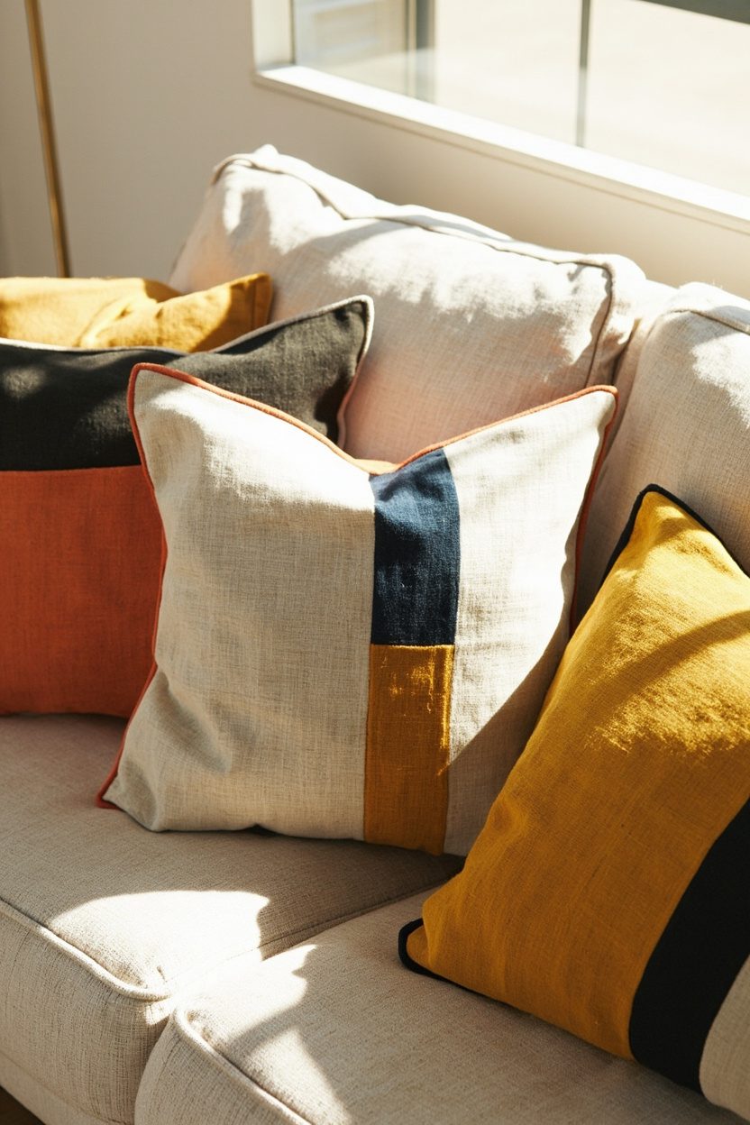 Color-Blocked Linen Pillow Mix