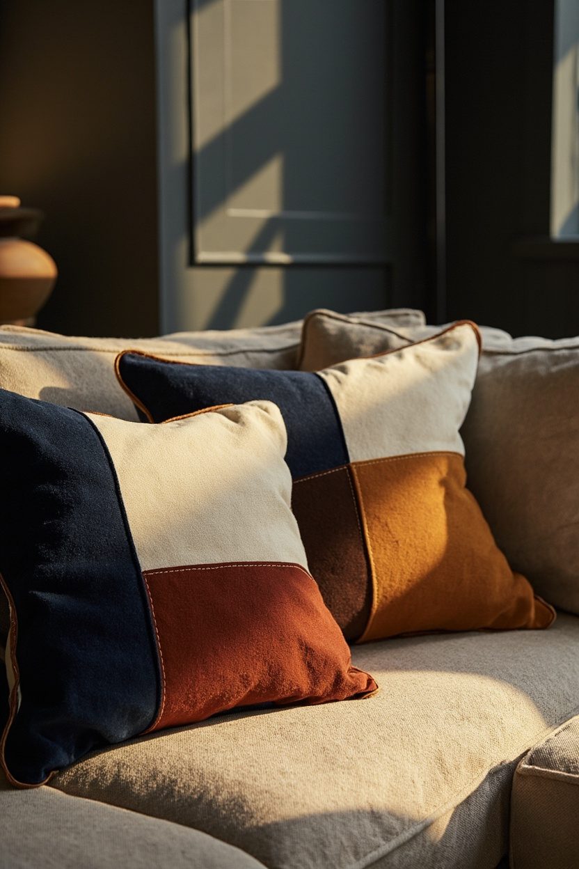 Color-Blocked Pillows with Piping