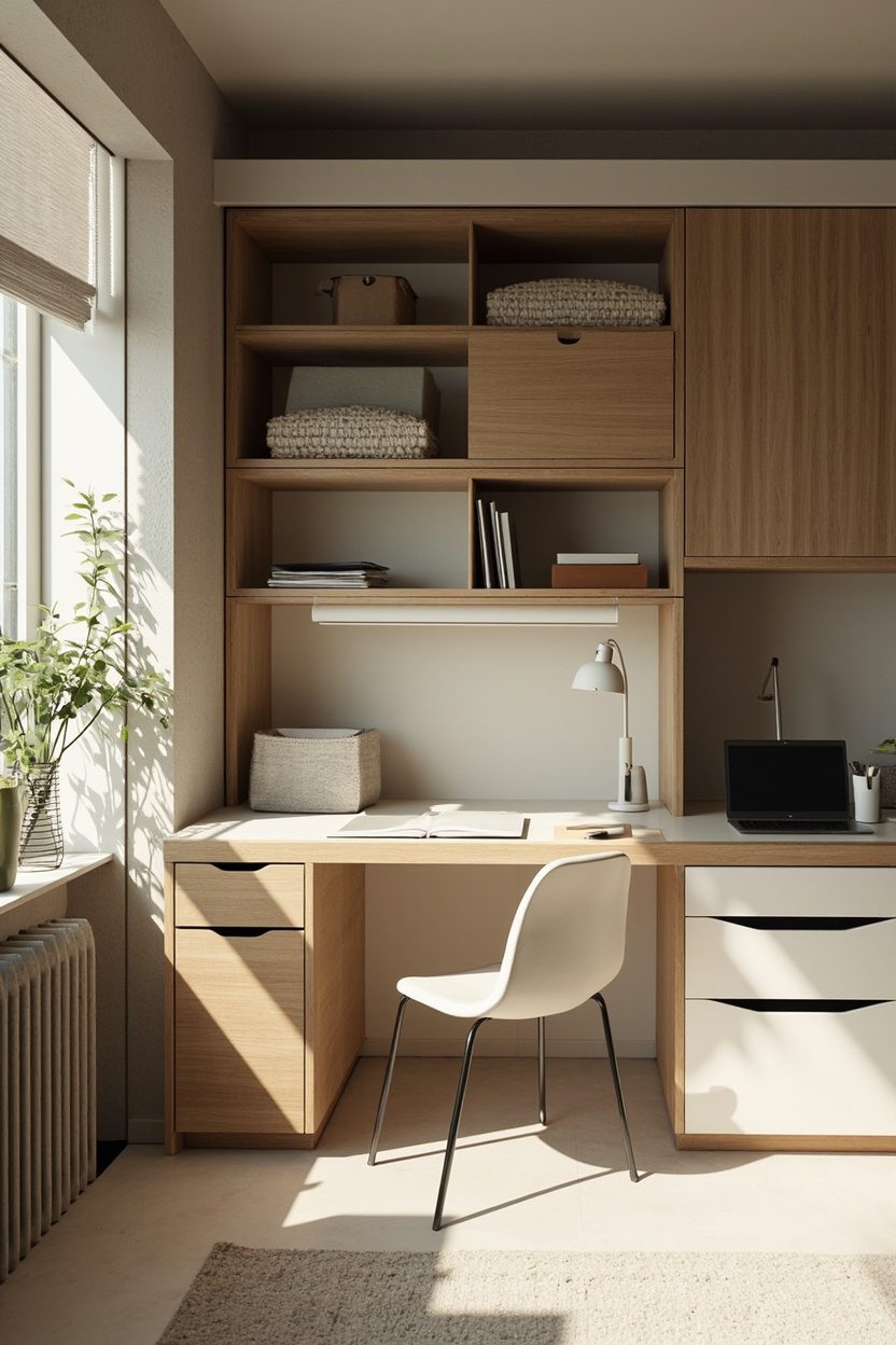 Compact Desk Zones with Storage Drawers