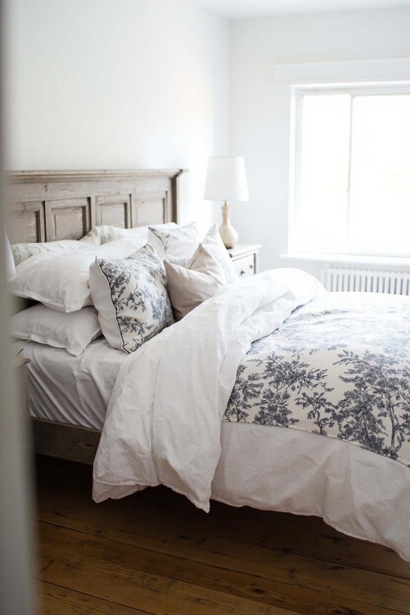 Cottage Bedrooms with Toile