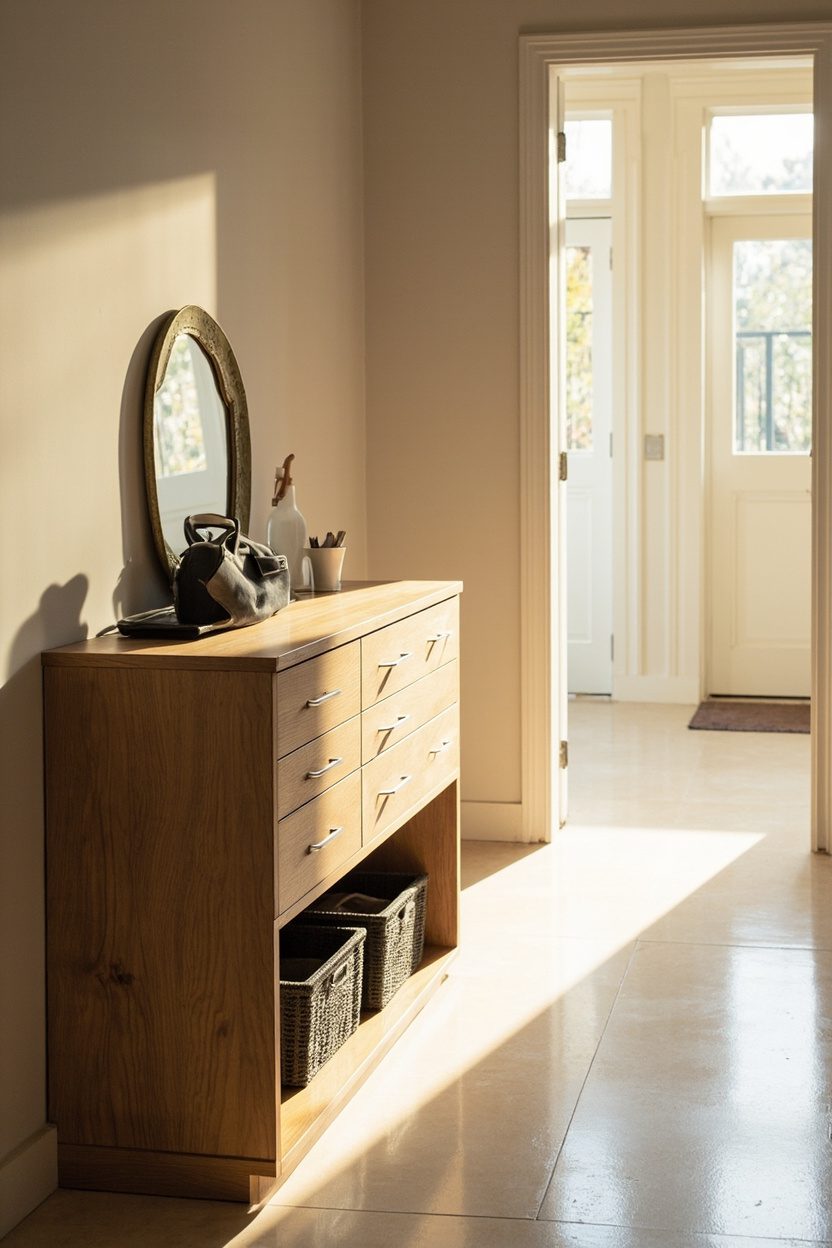 Drawer Storage Thin Entryway Table