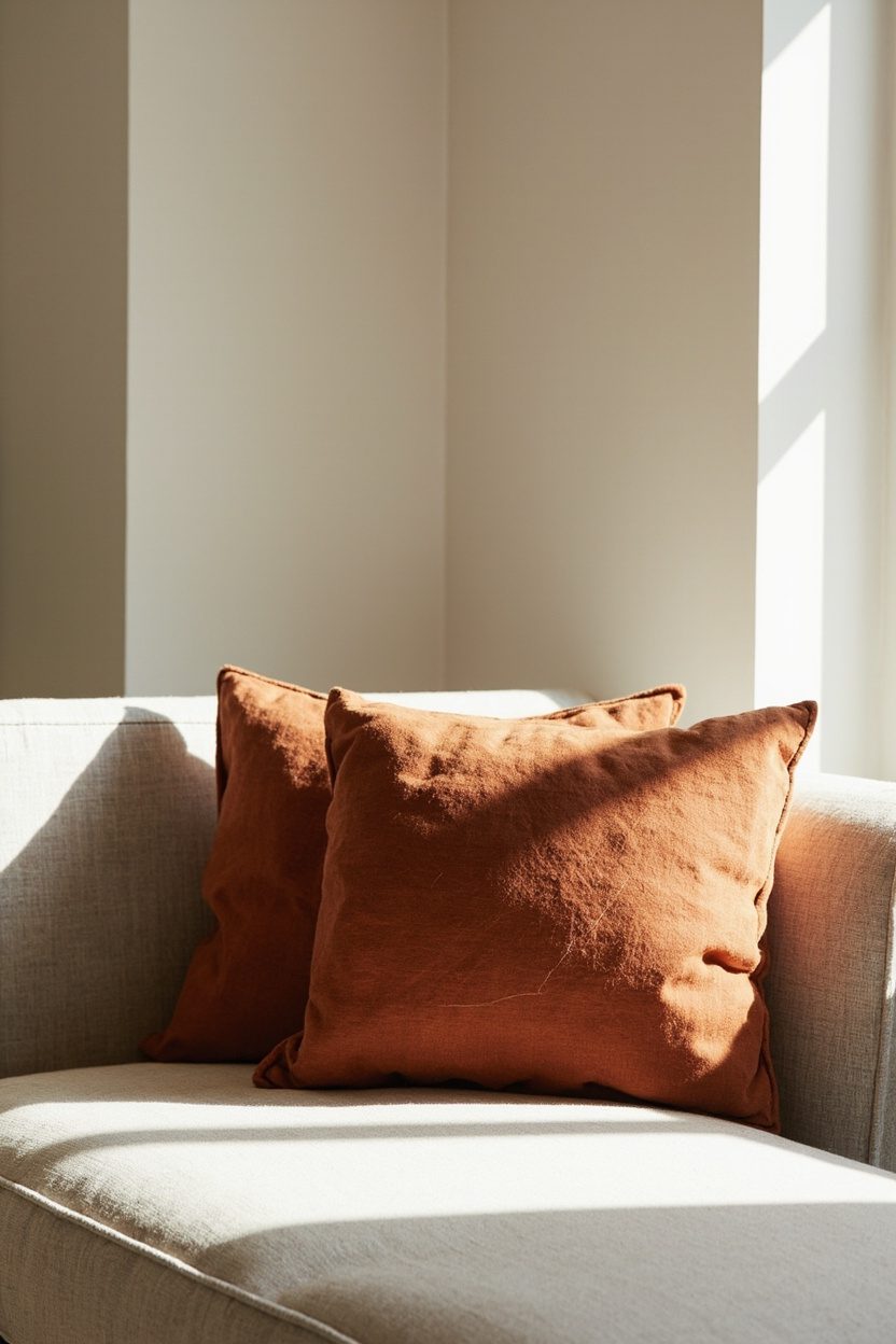 Earthy Terracotta Pillows, Two Only