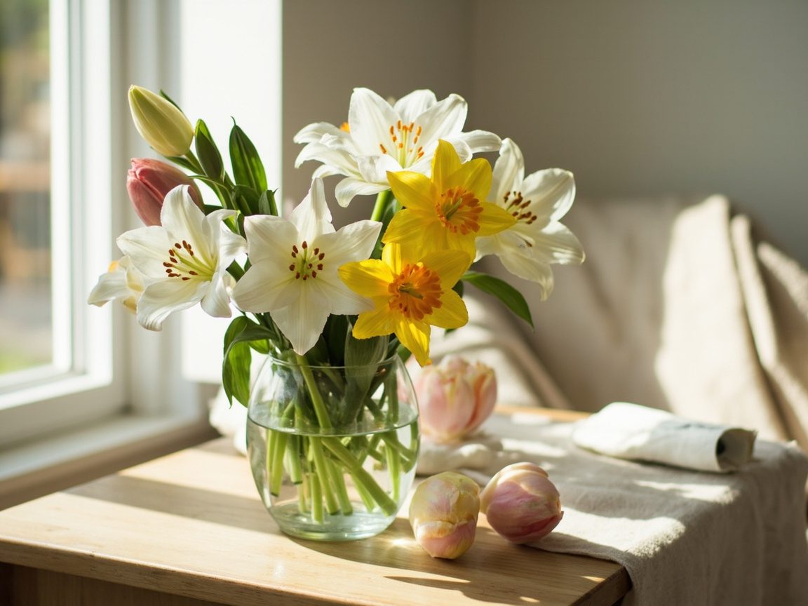 Easter flower symbolism by bloom: tulips, lilies, daffodils