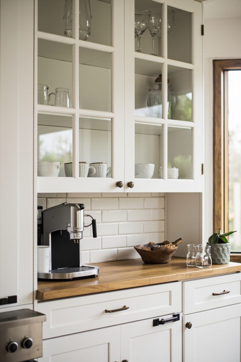 Glass-Front Cabinet Coffee Bar