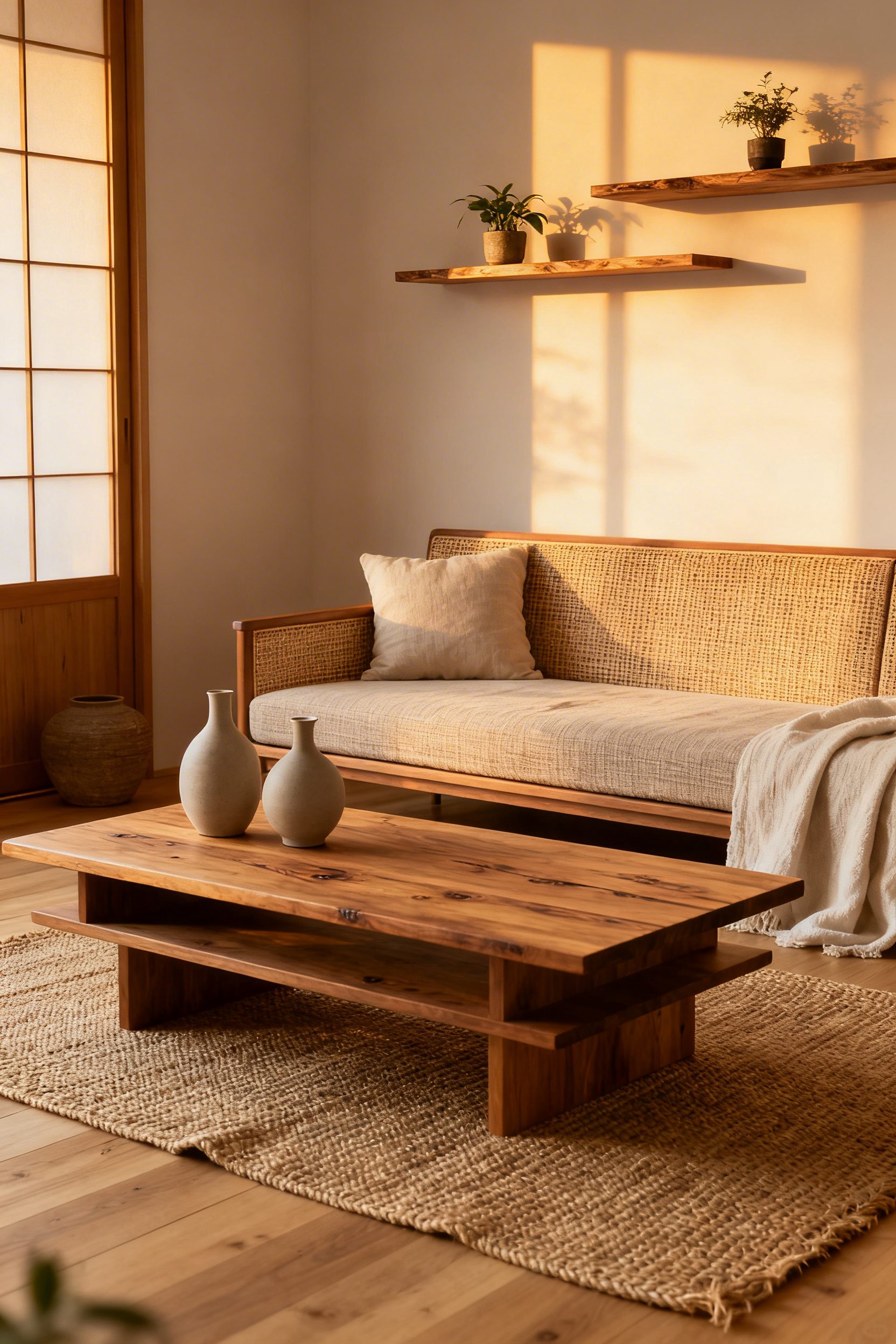 Japandi home design low-profile furniture