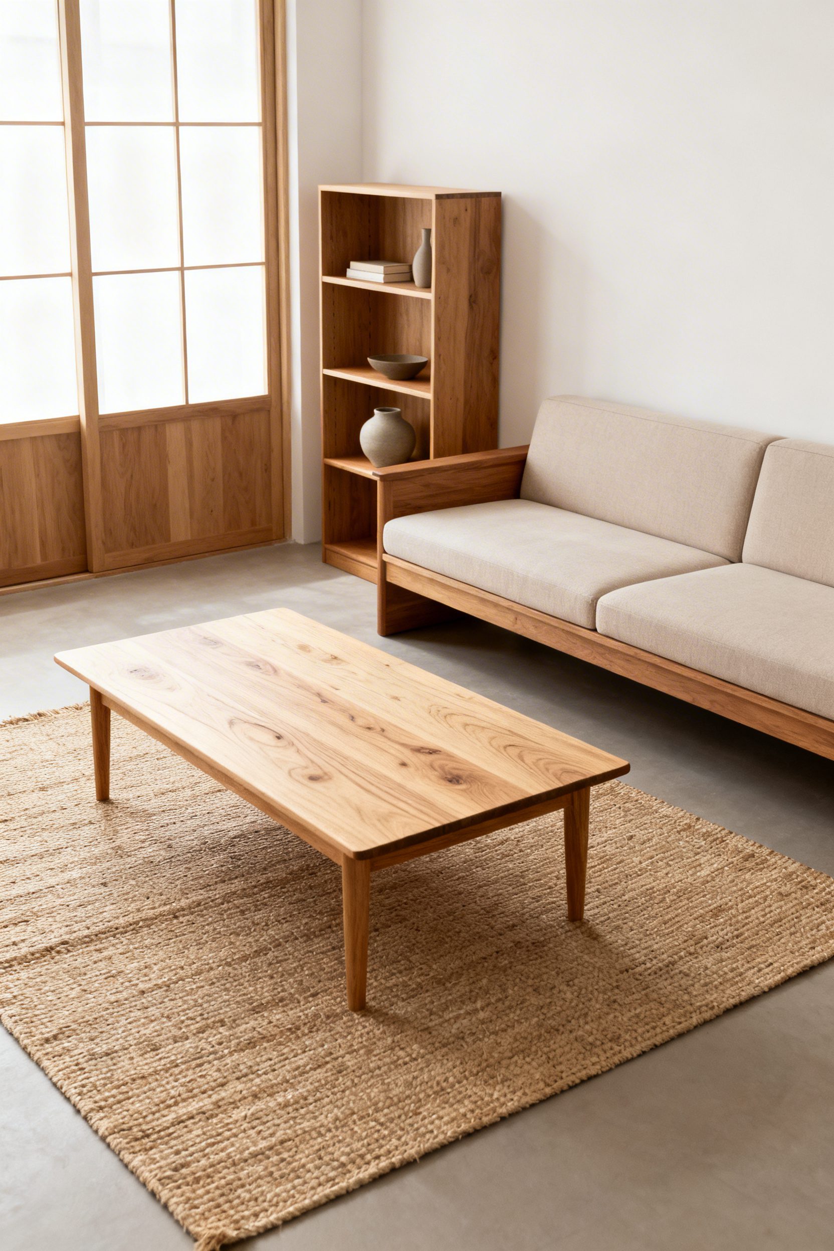 Japandi home design natural wood finishes