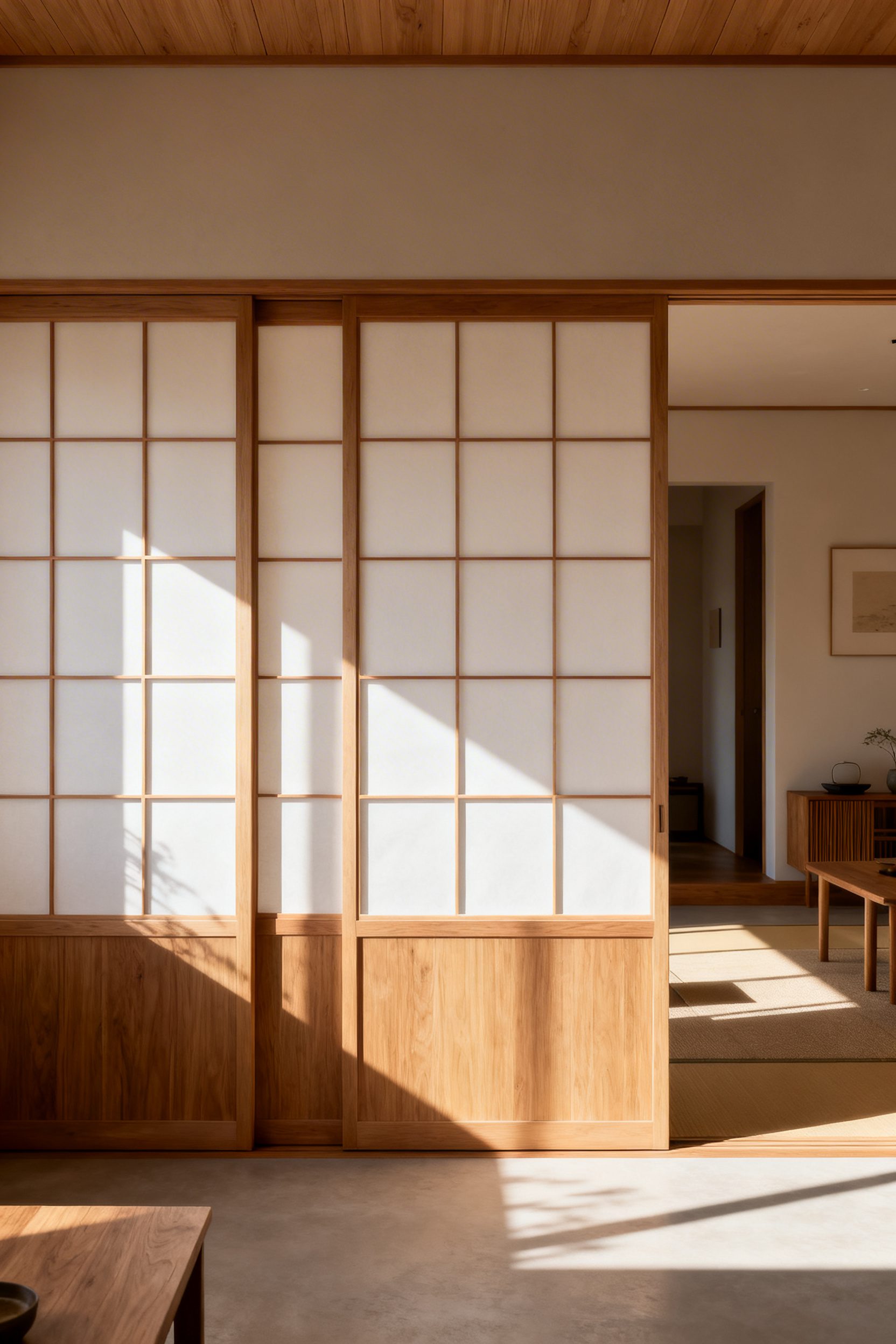 Japandi home design shoji-inspired screens