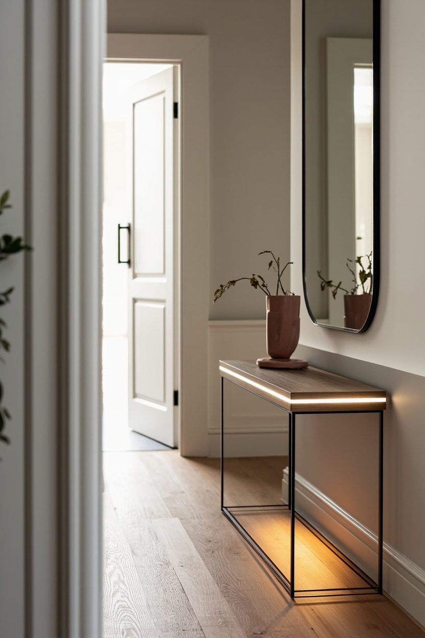 LED-Lit Thin Entryway Table
