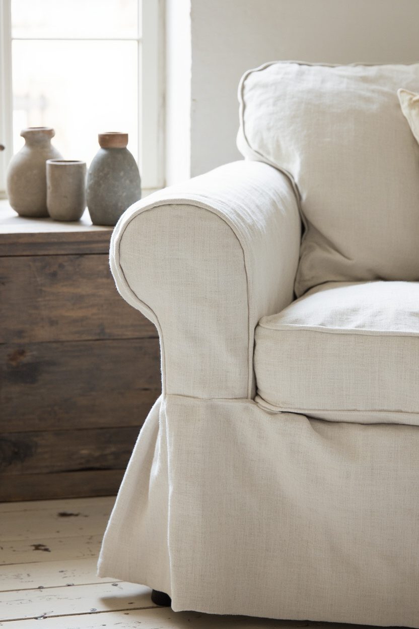 Linen Slipcovers and Stoneware