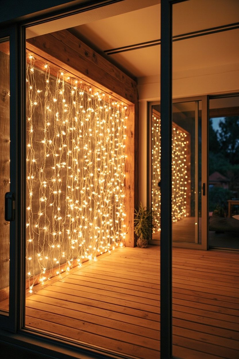 Low Deck with Curtain String Light Backdrop