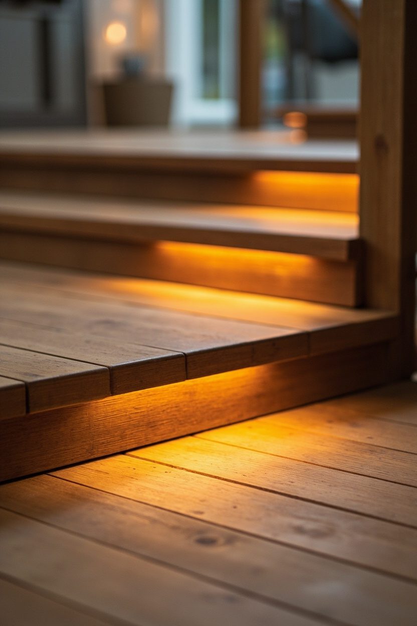 Low Deck with Integrated Step String Lights