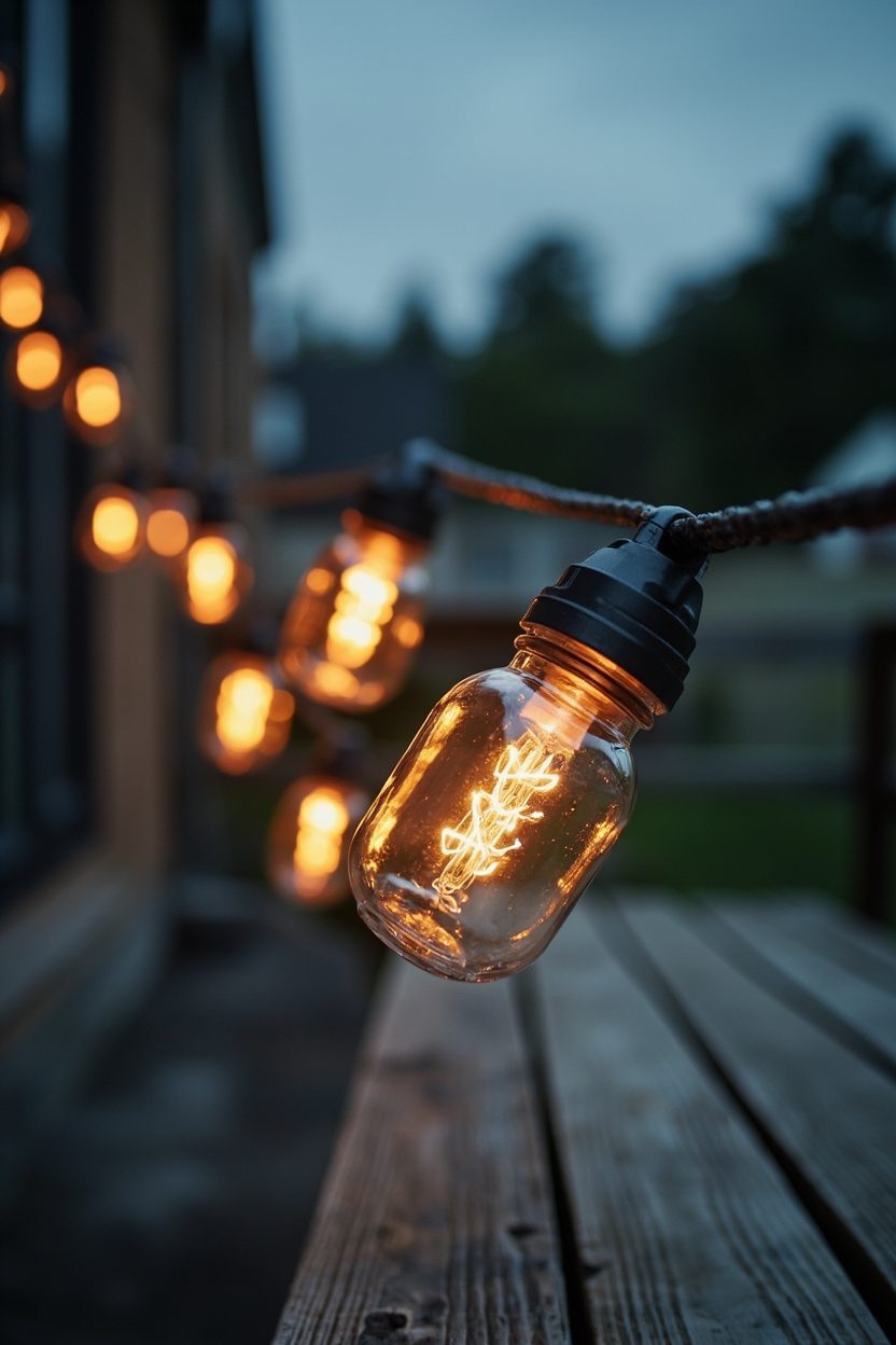 Low Deck with Mason Jar String Lights