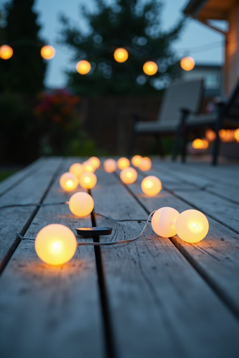 Low Deck with Solar Globe String Lights