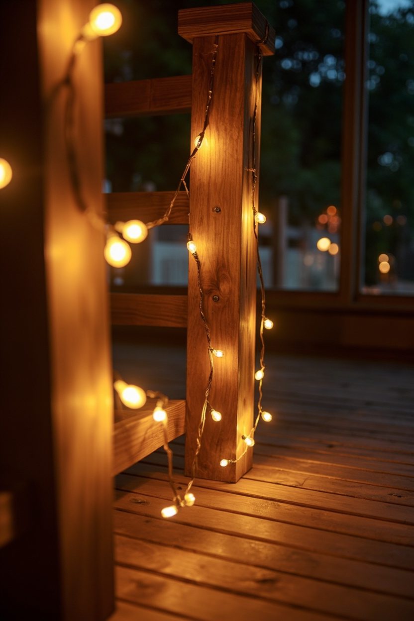 Low Deck with Wrapped Post String Lights