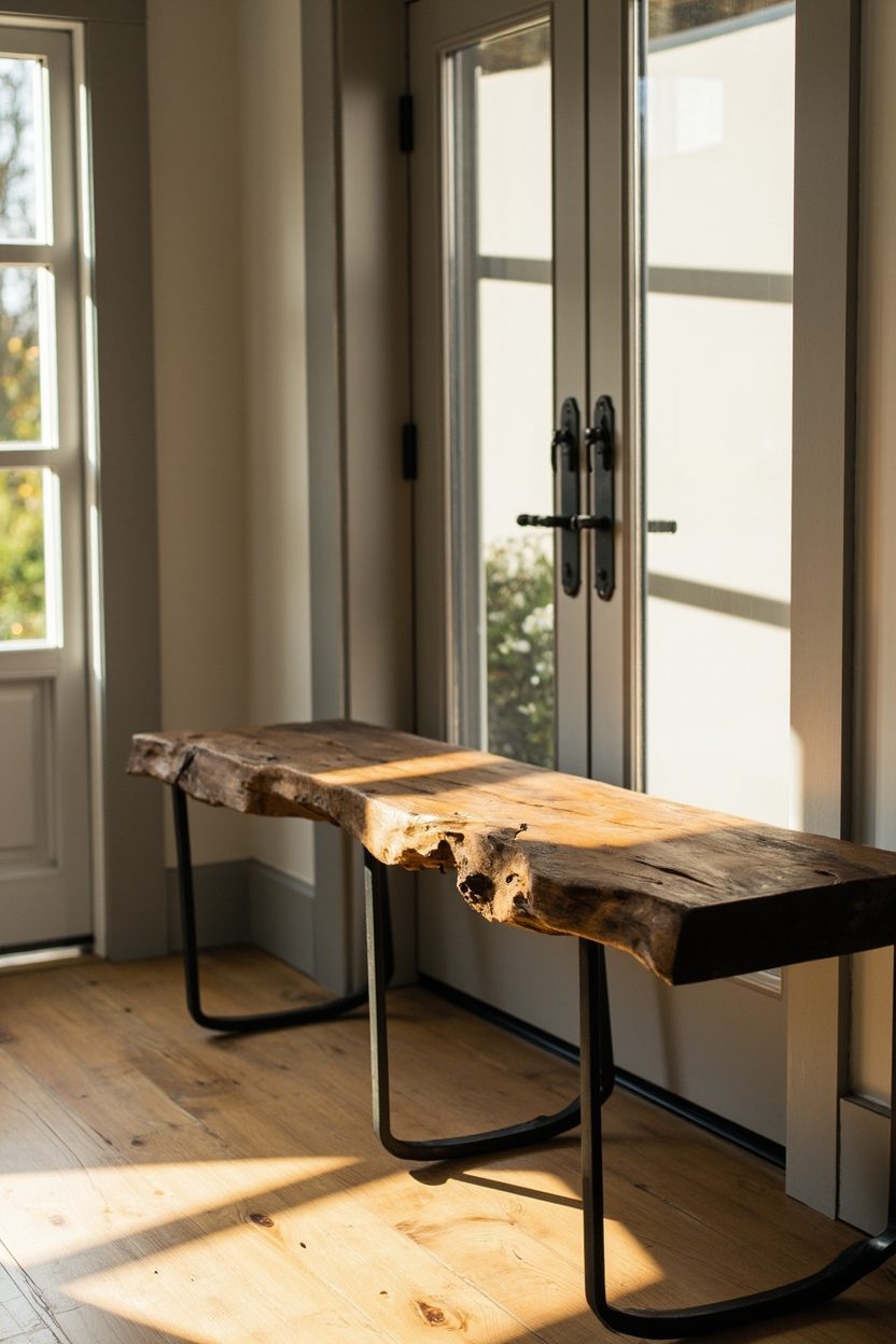 Matte Black and Wood Entryway Table
