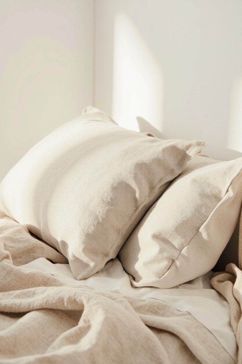 Minimalist Pillow Decor in Sand Linen