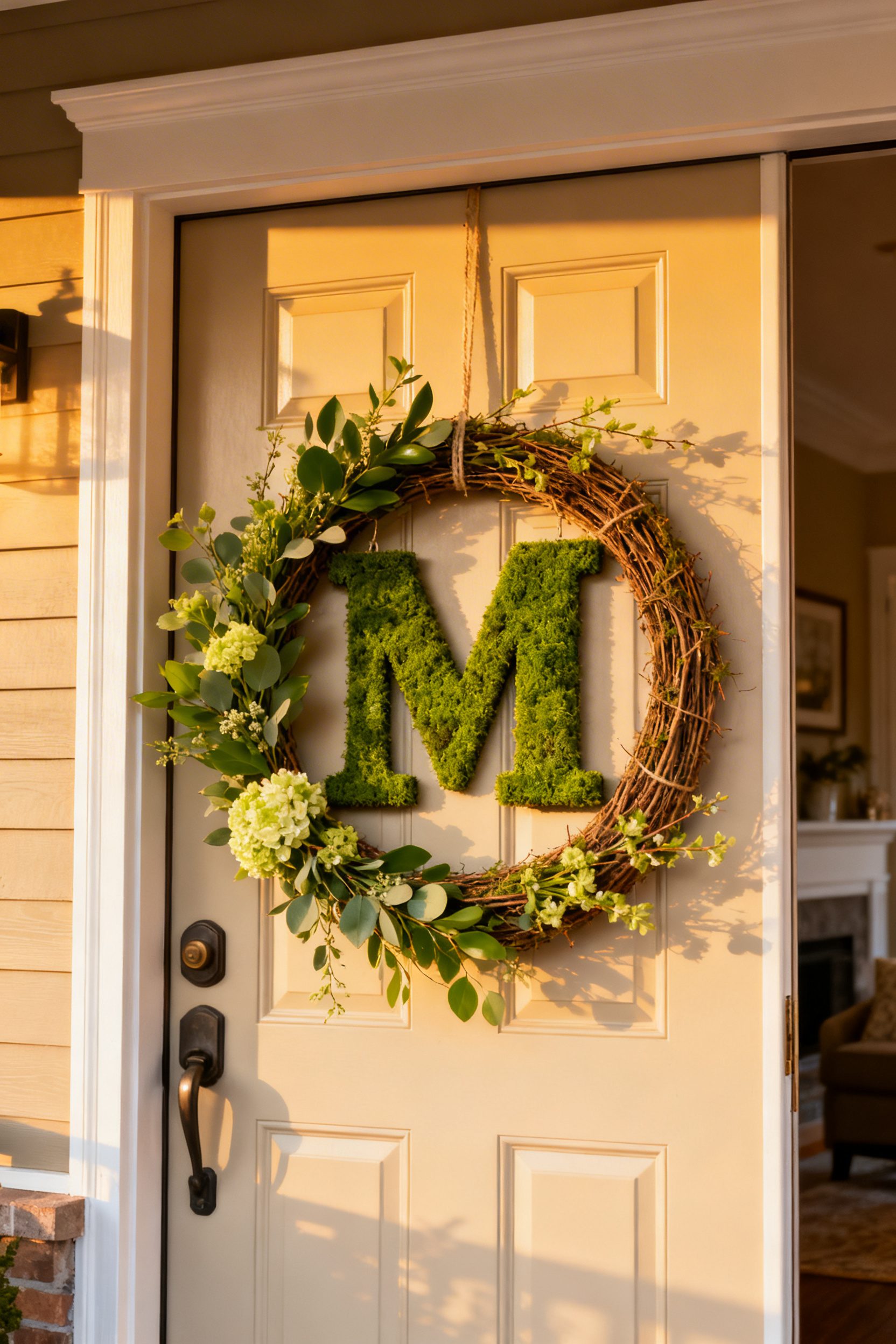 Monogrammed Moss Letter Door Hanger
