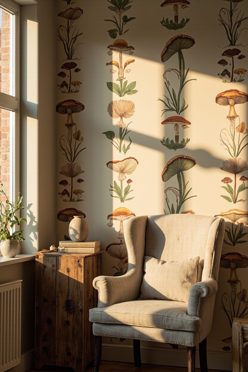 Mushroom Wallpaper Feature Nooks