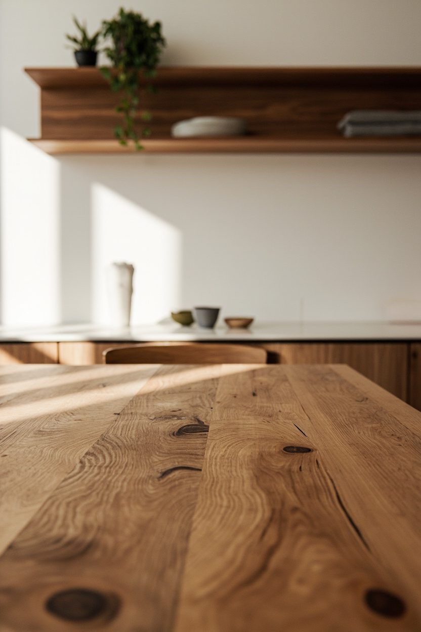 Natural wood grain accents