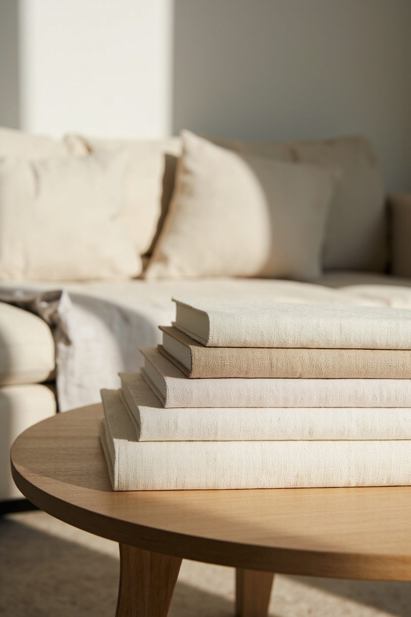 Neutral Linen Book Stack Styling
