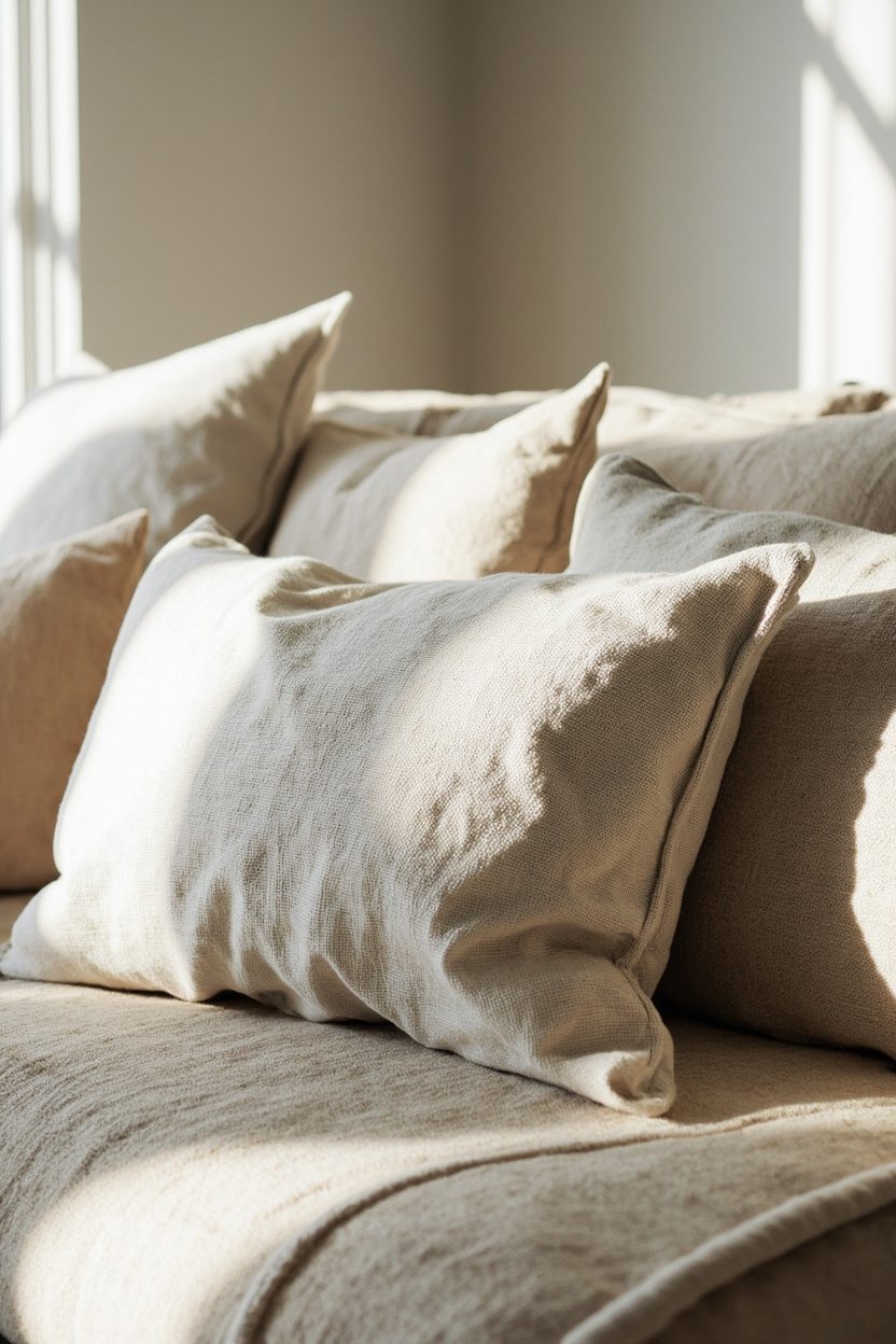 Neutral Linen Layers for Sofas