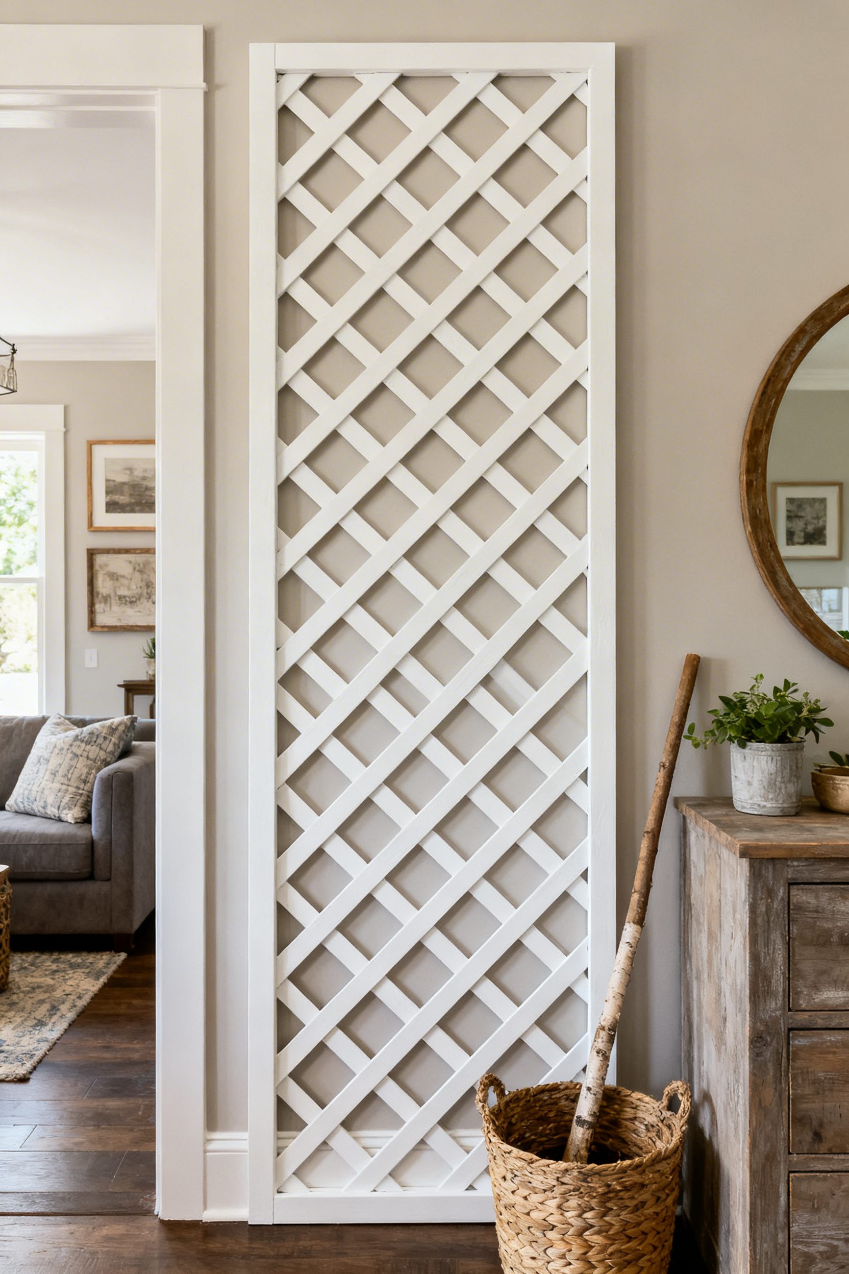 Painted Lattice Accent Wall