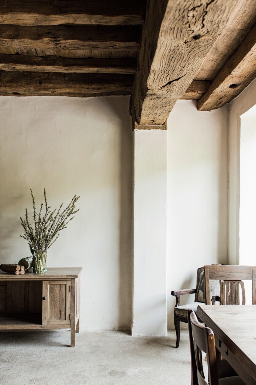 Patinaed Oak Beams And Plaster