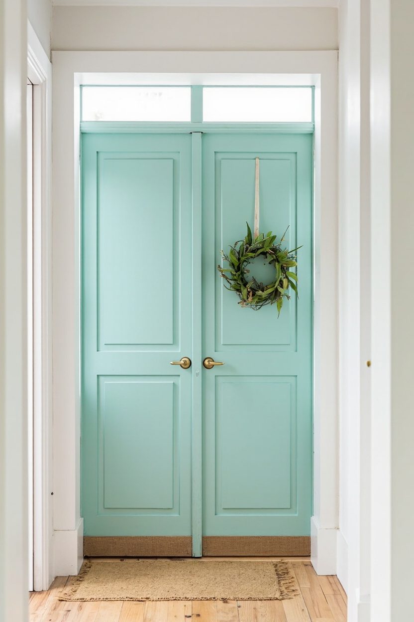 Playful Aqua Painted Entry Doors