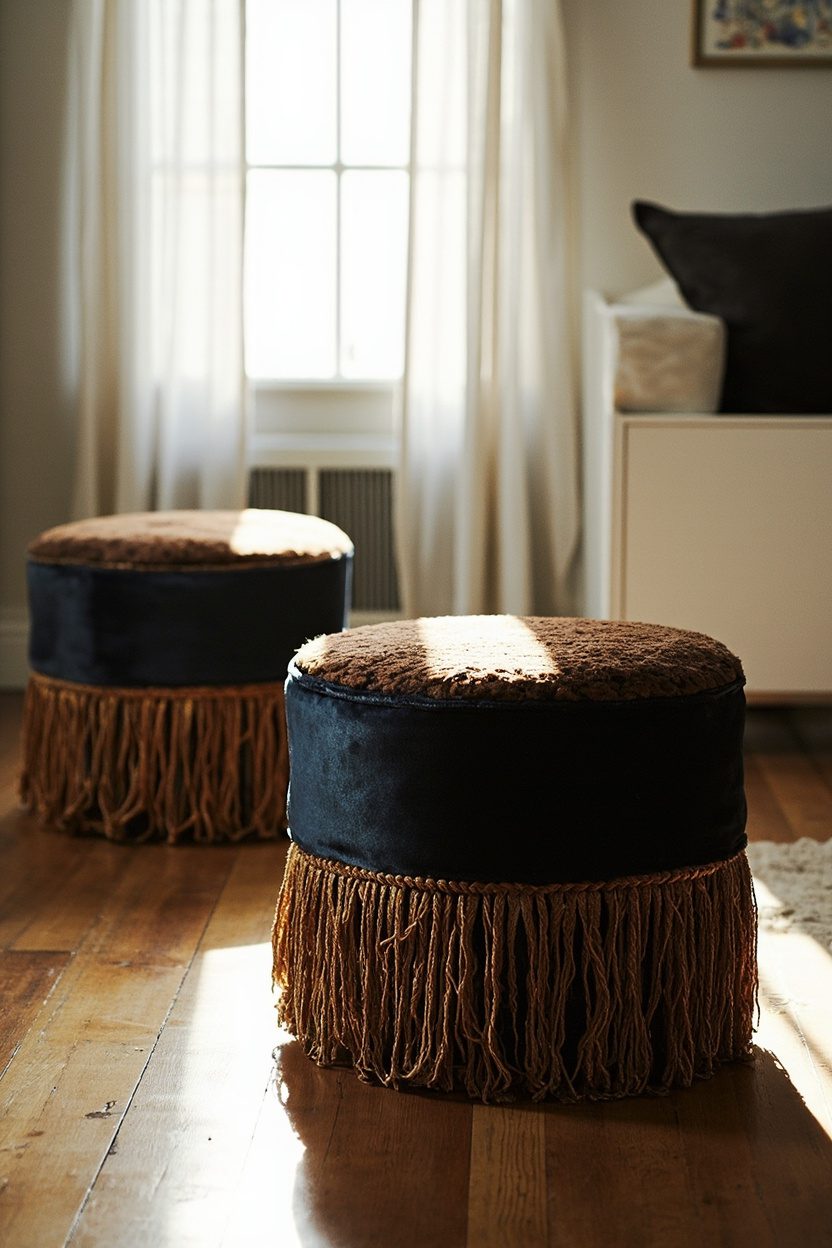 Playful Fringe-Trimmed Stools