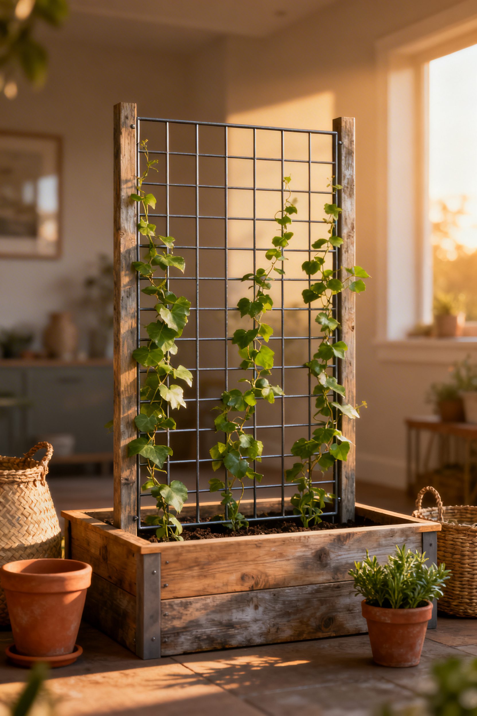 Raised-Bed Trellis Grid System