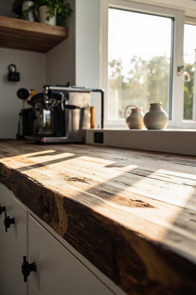 Reclaimed Wood Coffee Bar Countertop