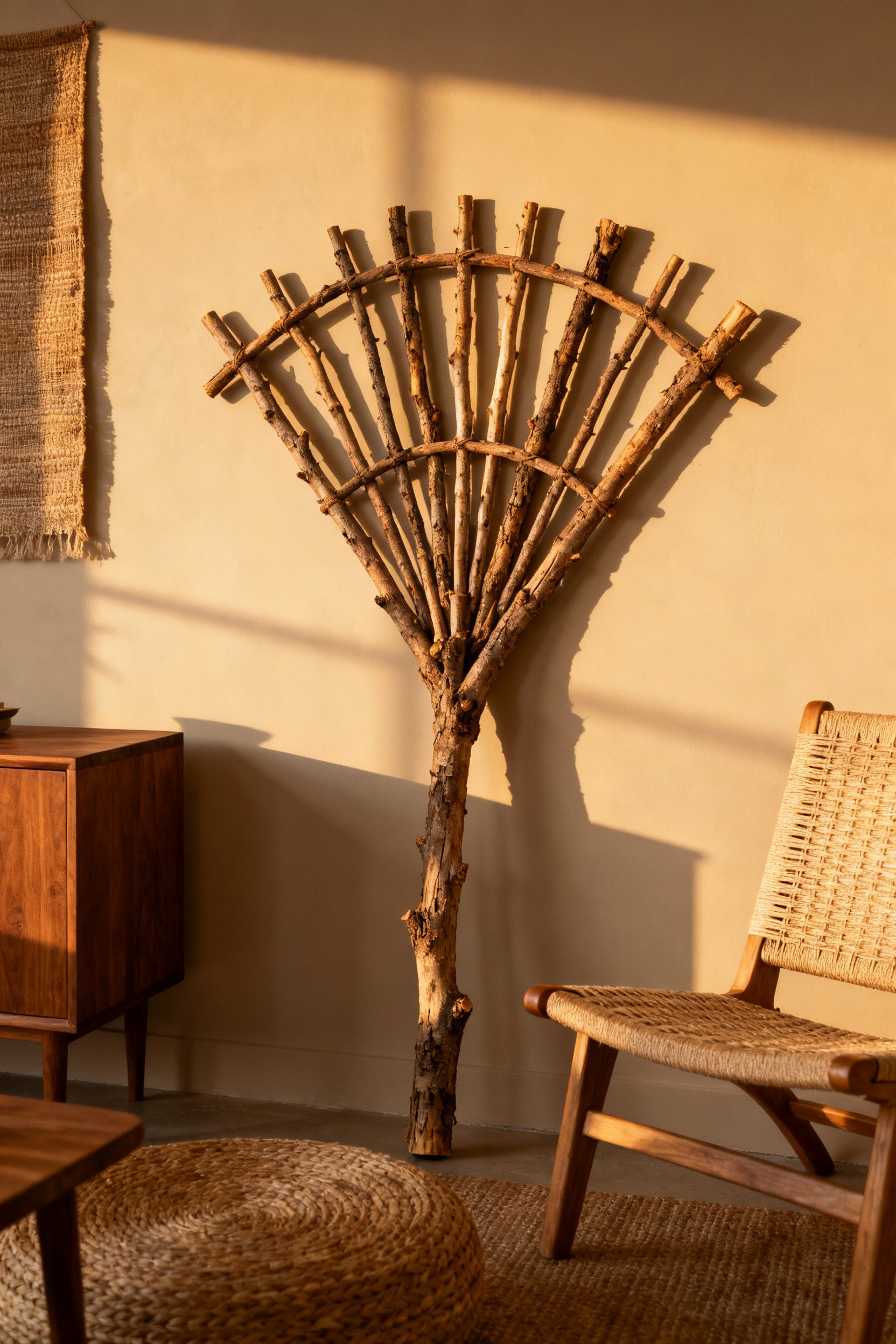 Rustic Branch Fan Trellis