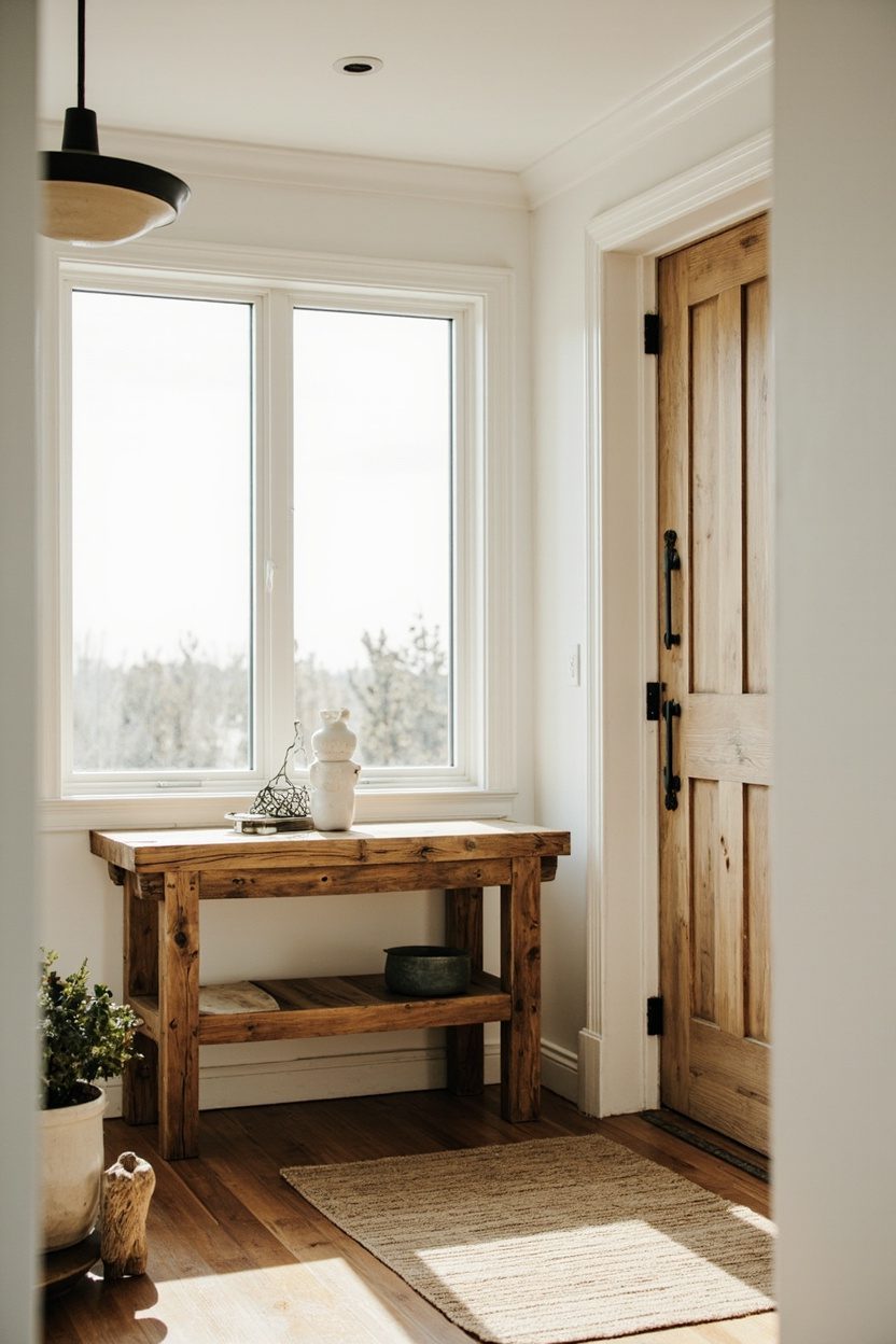 Rustic Entryway Table for Small Foyers