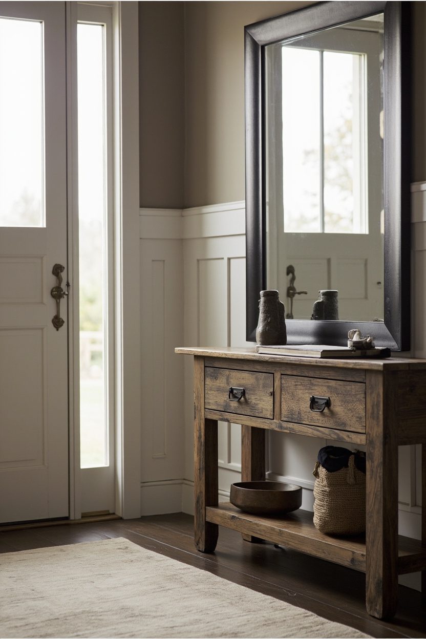 Rustic Entryway Table with Shelf
