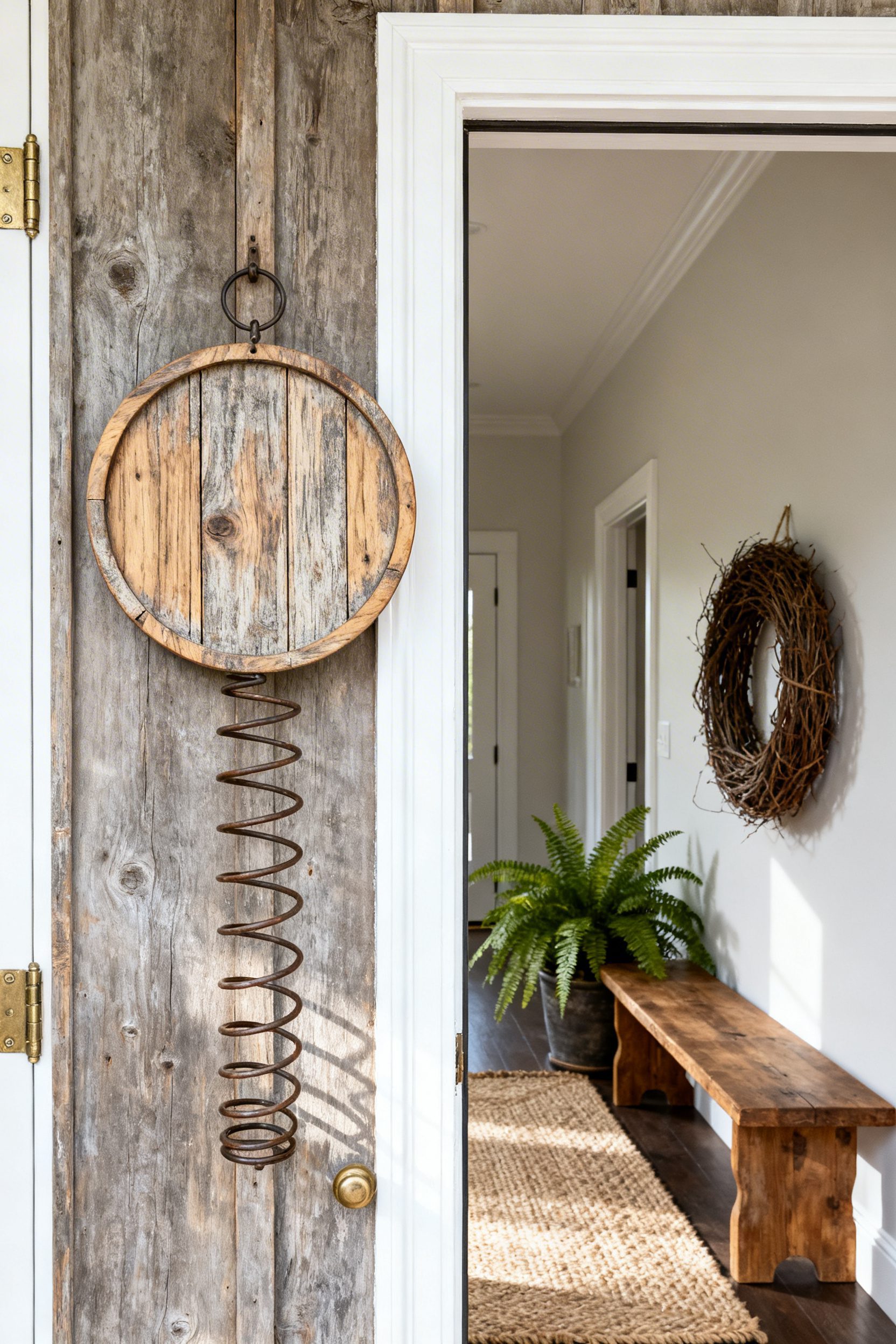 Rustic Wood Round Spring Hanger